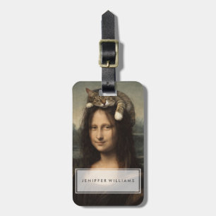 Mona Lisa mit schlafender Katze Gepäckanhänger
