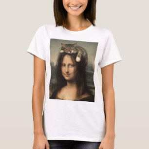Mona Lisa mit schlafender Katze T-Shirt
