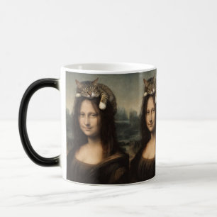 Mona Lisa mit schlafender Katze Verwandlungstasse