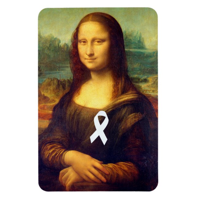Mona Lisa mit weißem Ribbon Magnet (Vertikal)