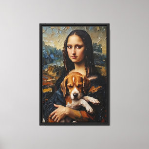 Mona Lisa mit Welpe Leinwand Printmedien