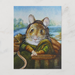 Mona Lisa Mouse Parody Aqua Art Postkarte
