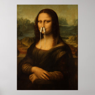 Mona Lisa Nase mit Tampons verstopft Poster