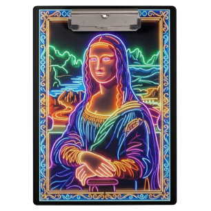 Mona Lisa Neonlicht-Porträt-Design Klemmbrett