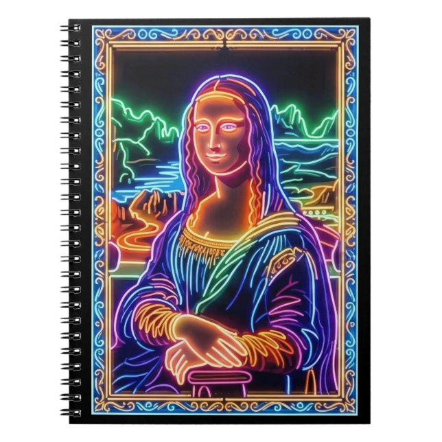 Mona Lisa Neonlicht-Porträt-Design Notizblock (Vorderseite)