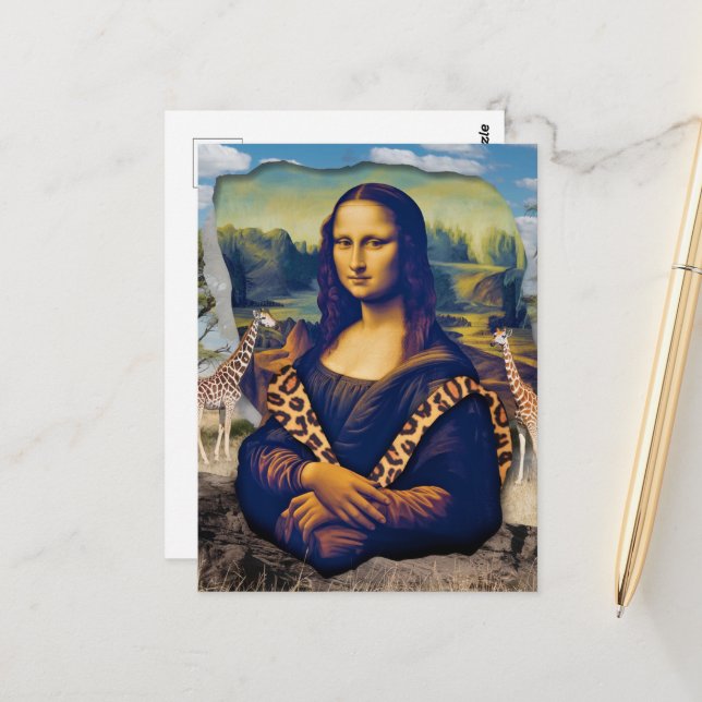 Mona Lisa on Safari Postkarte (Vorderseite/Rückseite Beispiel)