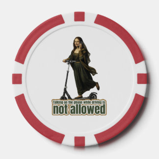 Mona Lisa on the phone  riding a kick scooter Pokerchips