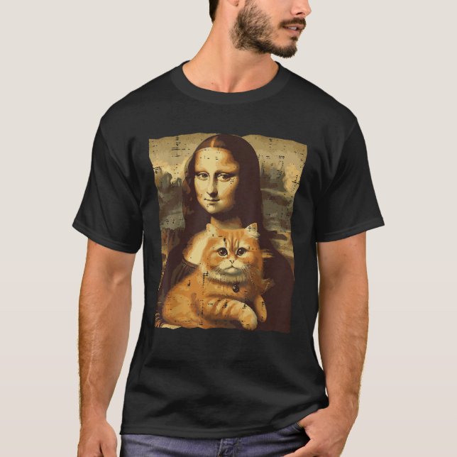 Mona Lisa Orange Cat Funny GInger Painting Women M T-Shirt (Vorderseite)