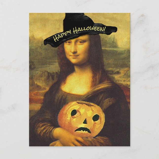 Mona Lisa Original Hexe Happy Halloween PC-Spaß Postkarte (Vorderseite)
