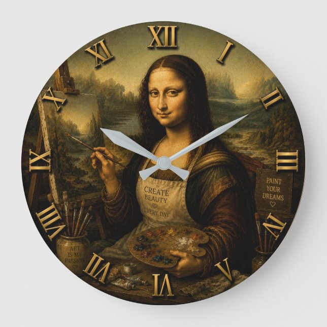 Mona Lisa Painter  Große Wanduhr (Vorderseite)