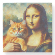 Mona Lisa painting La Gioconda with Cat