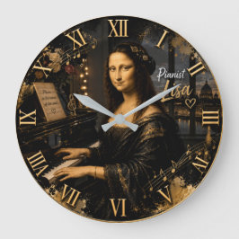 Mona Lisa Pianist Elegant Grand Piano Große Wanduhr