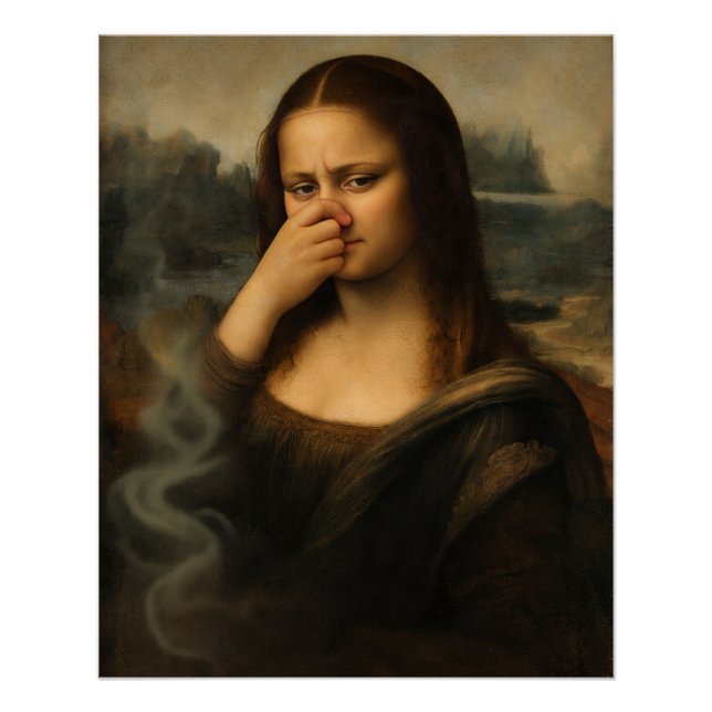 Mona Lisa Pinching Her Nose Poster (Vorderseite)