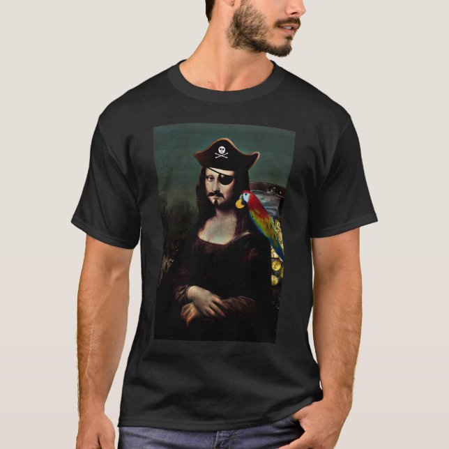 Mona Lisa Pirate Captain mit Mustache T-Shirt (Vorderseite)