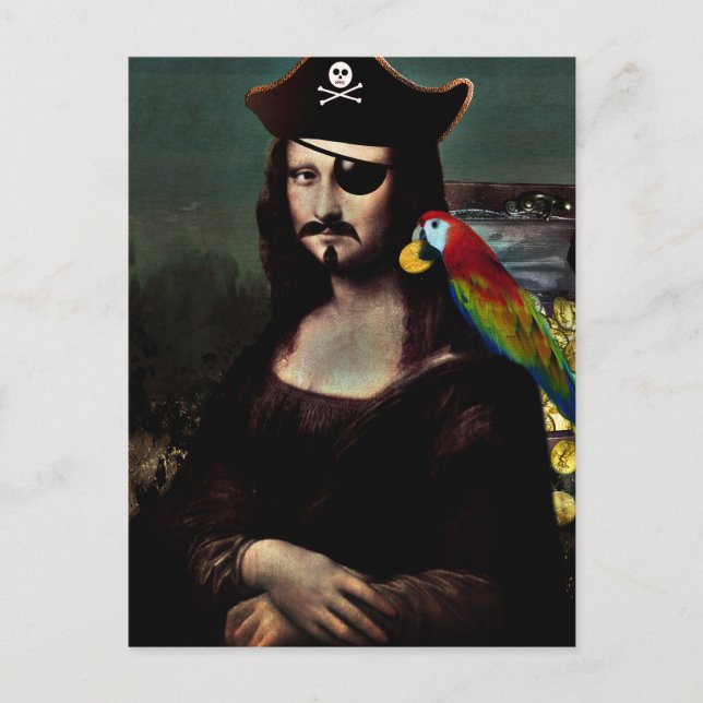 Mona Lisa Pirate mit Mustache Postkarte (Vorderseite)