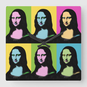Mona Lisa - Pop Art Style  Quadratische Wanduhr