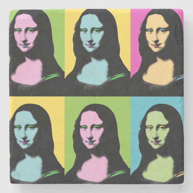 Mona Lisa - Pop Art Style Steinuntersetzer (Vorderseite)