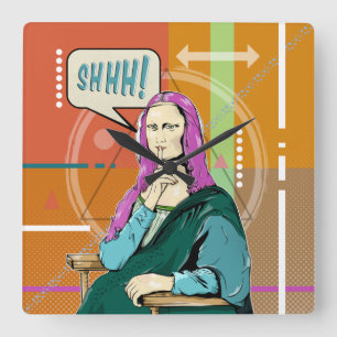 Mona Lisa Popart Quadratische Wanduhr
