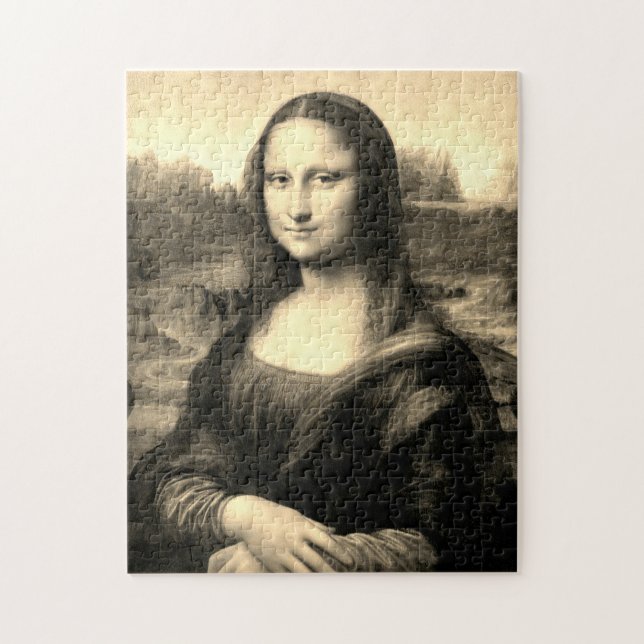 Mona Lisa Portrait | Sepia Brown Puzzle (Vertikal)