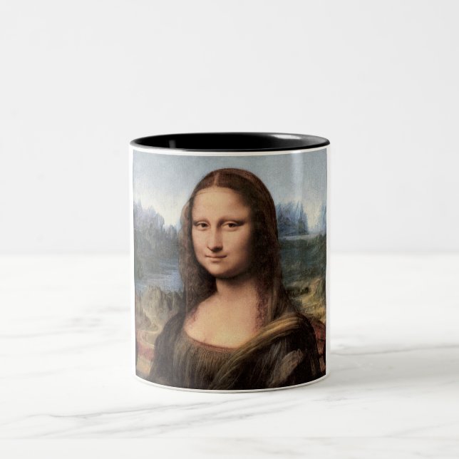 Mona Lisa Porträt/Malerei Zweifarbige Tasse (Mittel)