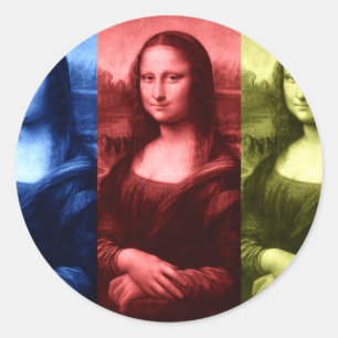 Mona Lisa Primärfarben Runder Aufkleber
