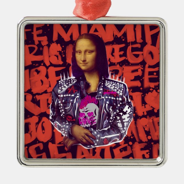 Mona Lisa Punk Art Ornament Aus Metall (Vorne)