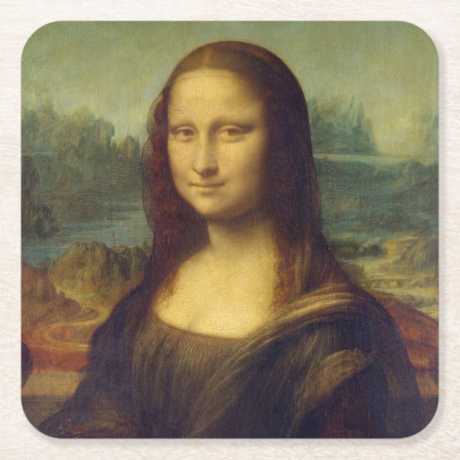 Mona Lisa Rechteckiger Pappuntersetzer (Vorderseite)