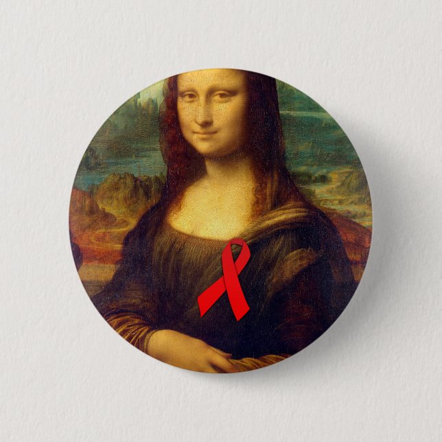 Mona Lisa Red Ribbon Button (Vorderseite)