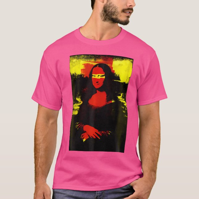 Mona Lisa Red Yellow Modern Art Punk Leonardo Da V T-Shirt (Vorderseite)