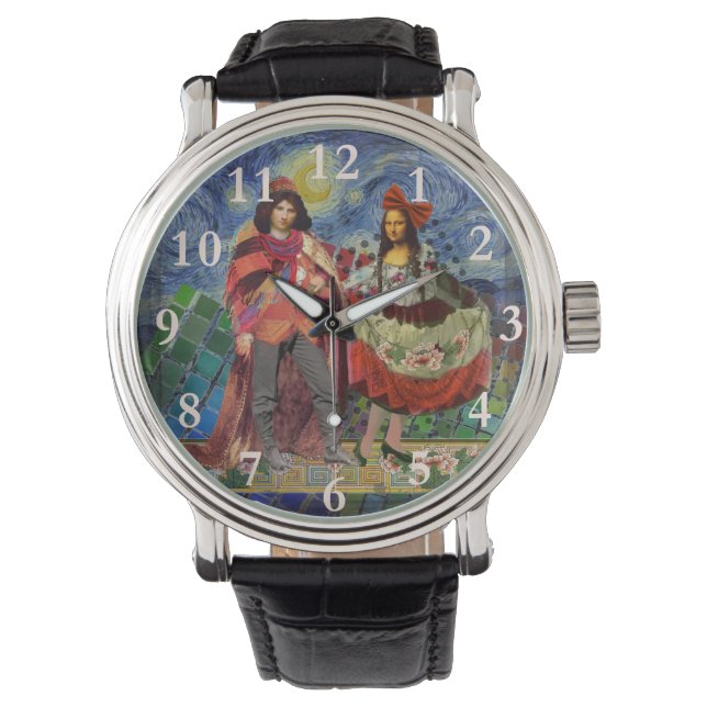 Mona Lisa Romantic Funny Colorful Arte work Armbanduhr (Vorderseite)