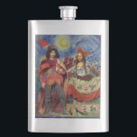 Mona Lisa Romantic Funny Colorful Arte work Flachmann<br><div class="desc">Diese wunderbare Einladung bringt Elemente aus der Mona Lisa und Van Gogh's Starry night, um ein außergewöhnlich einzigartiges und skurriles Hochzeitthema für eine Einladung, danke, Tischnummer, und mehr zu machen! Die Mona Lisa - Dieses Bild zeigt die Mona Lisa mit ihrem Mann, tanzend in skurriler Boho-Manier vor Van Gogh's Starry...</div>