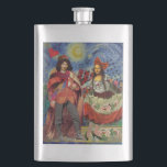 Mona Lisa Romantic Funny Colorful Arte work Flachmann<br><div class="desc">Diese wunderbare Einladung bringt Elemente aus der Mona Lisa und Van Gogh's Starry night, um ein außergewöhnlich einzigartiges und skurriles Hochzeitthema für eine Einladung, danke, Tischnummer, und mehr zu machen! Die Mona Lisa - Dieses Bild zeigt die Mona Lisa mit ihrem Mann, tanzend in skurriler Boho-Manier vor Van Gogh's Starry...</div>