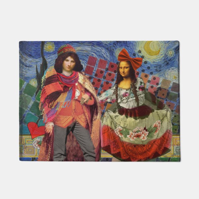 Mona Lisa Romantic Funny Colorful Arte work Fußmatte (Vorderseite)