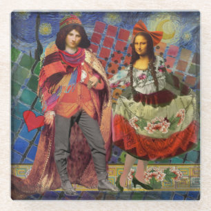 Mona Lisa Romantic Funny Colorful Arte work Glasuntersetzer