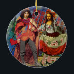 Mona Lisa Romantic Funny Colorful Arte work Keramikornament<br><div class="desc">Diese wunderbare Einladung bringt Elemente aus der Mona Lisa und Van Gogh's Starry night, um ein außergewöhnlich einzigartiges und skurriles Hochzeitthema für eine Einladung, danke, Tischnummer, und mehr zu machen! Die Mona Lisa - Dieses Bild zeigt die Mona Lisa mit ihrem Mann, tanzend in skurriler Boho-Manier vor Van Gogh's Starry...</div>