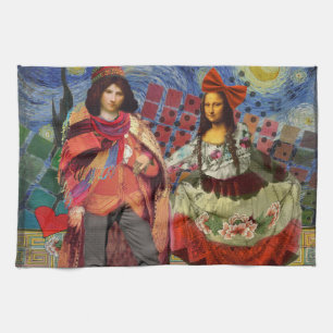 Mona Lisa Romantic Funny Colorful Arte work Küchentuch