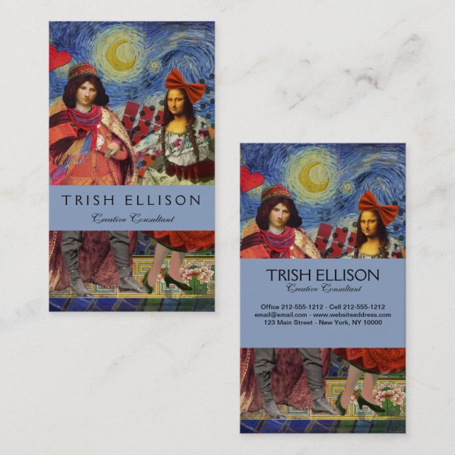 Mona Lisa Romantic Funny Colorful Arte work Visitenkarte (Vorne/Hinten)
