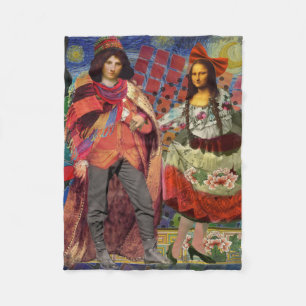 Mona Lisa Romantische Lustige Farbige Kunst Fleecedecke