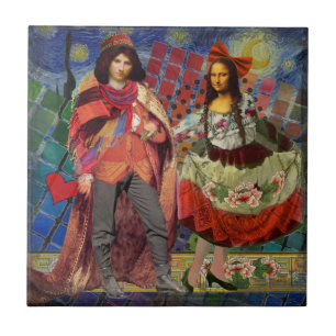 Mona Lisa Romantische Lustige Farbige Kunst Fliese