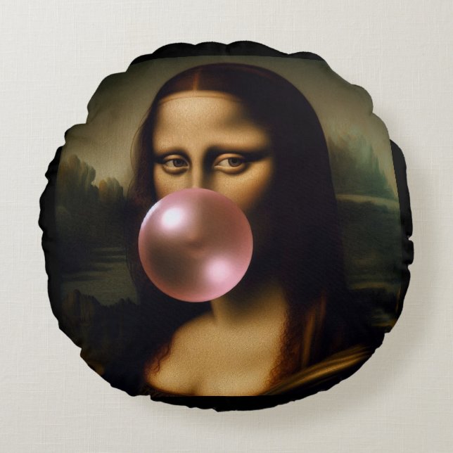 Mona Lisa Rundes Kissen (Vorderseite)
