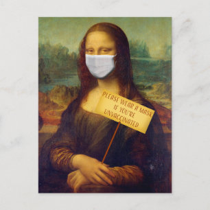 Mona Lisa sagt: Trage bitte eine Maske Postkarte