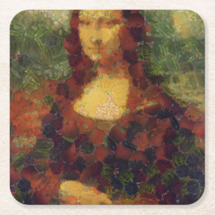 Mona Lisa Salat Fine Art Vegan Parodie Rechteckiger Pappuntersetzer