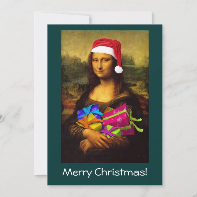 Mona Lisa Santa Claus Einladung (Vorderseite)