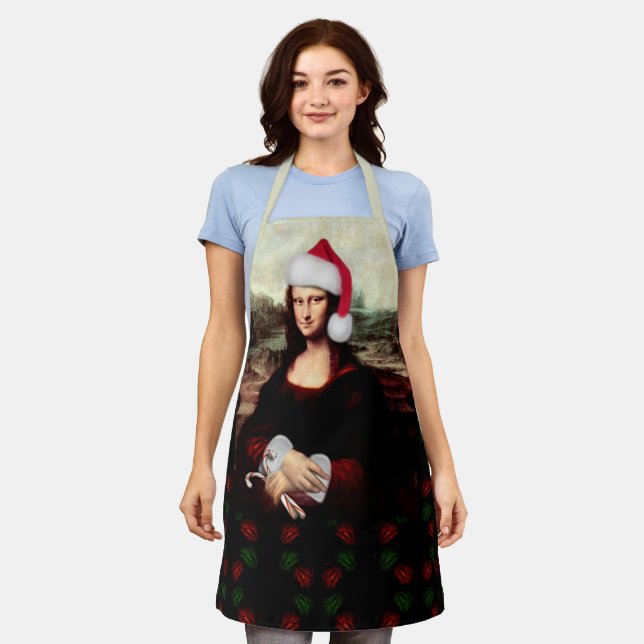 Mona Lisa Santa Hat Christmas Schürze (Getragen)