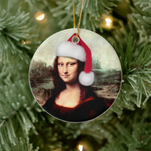 Mona Lisa Santa Hut Weihnachten Keramik Ornament