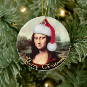 Mona Lisa Santa Hut Weihnachten Keramik Ornament