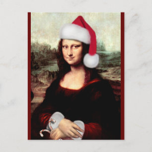 Mona Lisa Santa Hut Weihnachten Postkarte