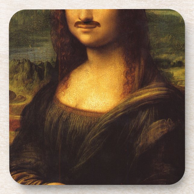Mona Lisa Schnurrbart Untersetzer (Vorderseite)