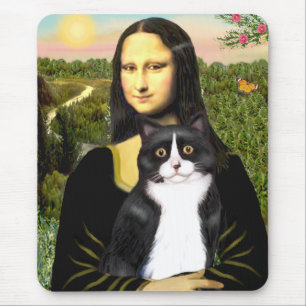 Mona Lisa - Schwarz-Weiß-Katze Mousepad