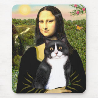 Mona Lisa - schwarz-weiße Katze Mousepad